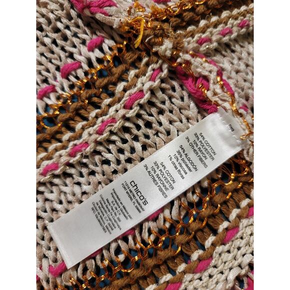 Chico's Women's Multicolor Knit Open Front Cardigan Sweater Vest Size 3 (XL 16) - Picture 8 of 9